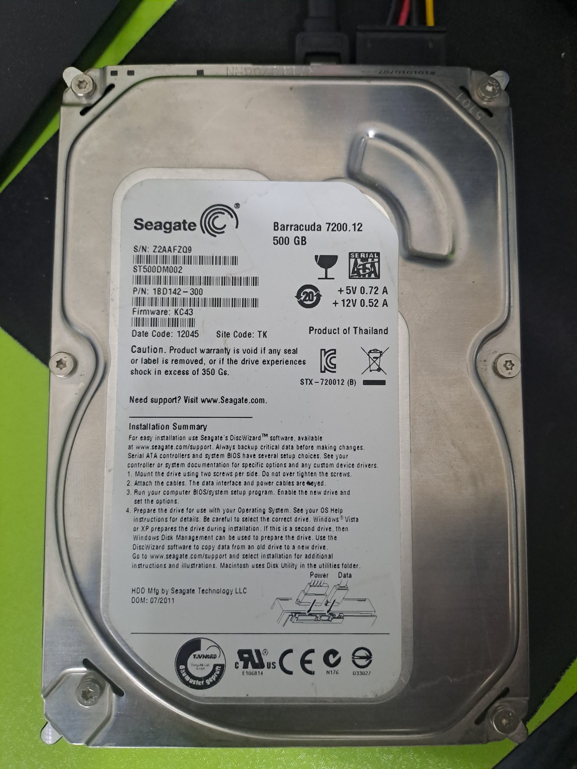 هارد اینترنال استوک ۵۰۰ سیگیت Seagate — تصویر ۲